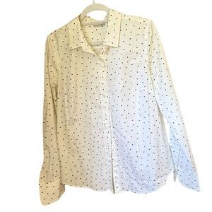 Halogen White Polka Dot Button Down Shirt